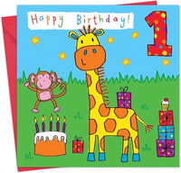 Thumbnail for Age 1 Giraffe Bubblicious Birthday Card