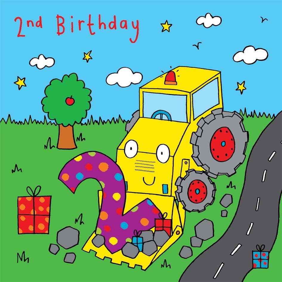 Age 2 Digger Bubblicious Birthday Card