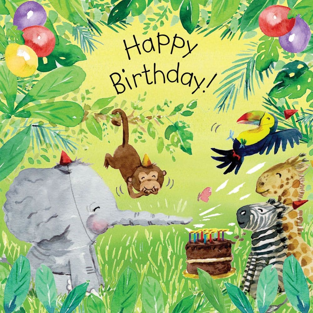Age 3 Jungle Party Bubblicious Birthday Card