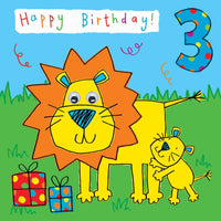 Thumbnail for Age 3 Lion Bubblicious Birthday Card