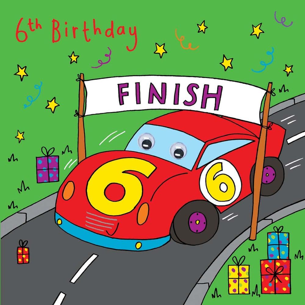 Age 6 Racing Car Birthday Card