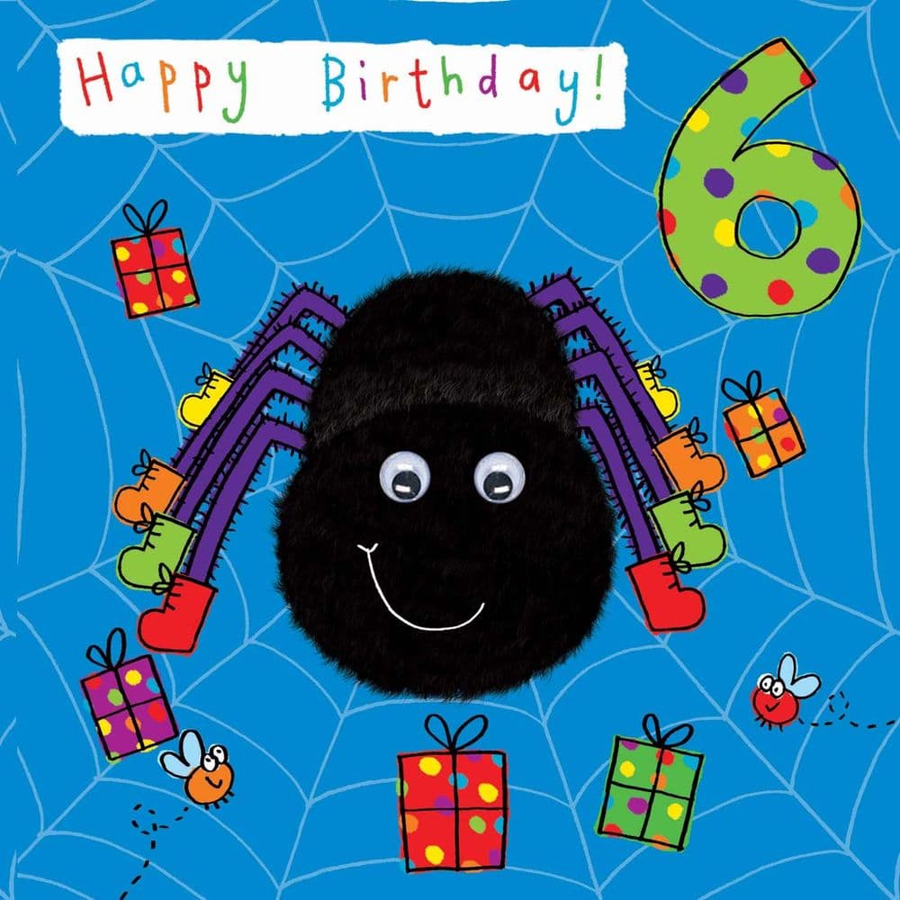Age 6 Spider Bubblicious Birthday Card