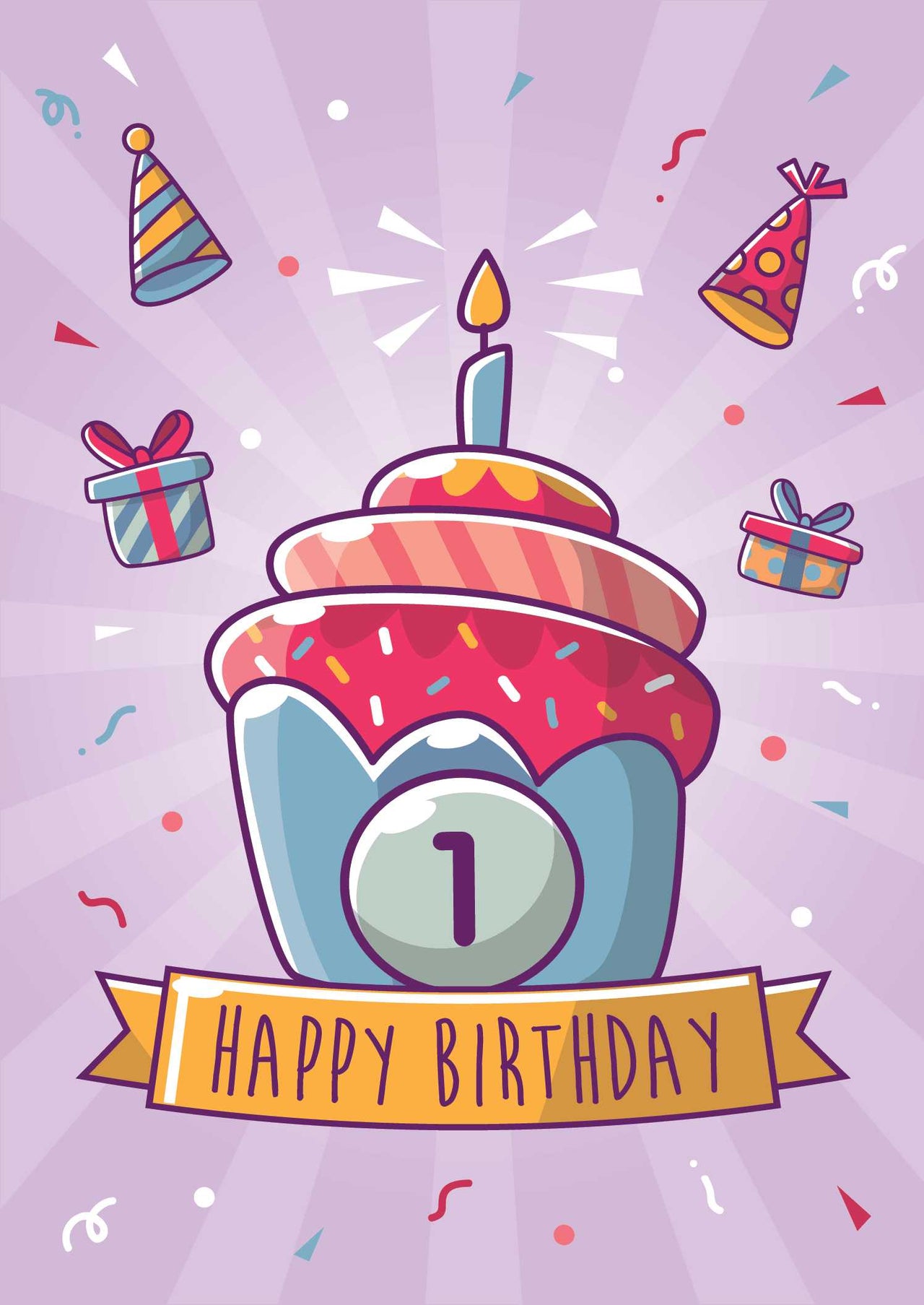 Anoela Happy Birthday Card - Cupcake - Master Kids Company