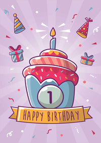 Thumbnail for Anoela Happy Birthday Card - Cupcake - Master Kids Company