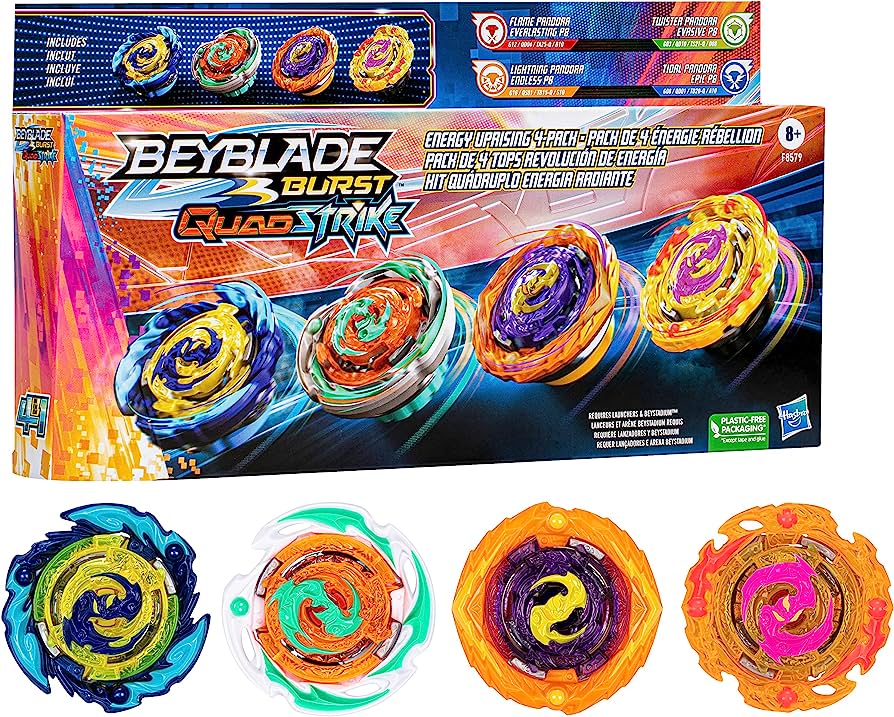 BEYBLADE Burst QuadStrike Energy Uprising 4-Pack with 4 Spinning Tops Master Kids Company Action Battling 