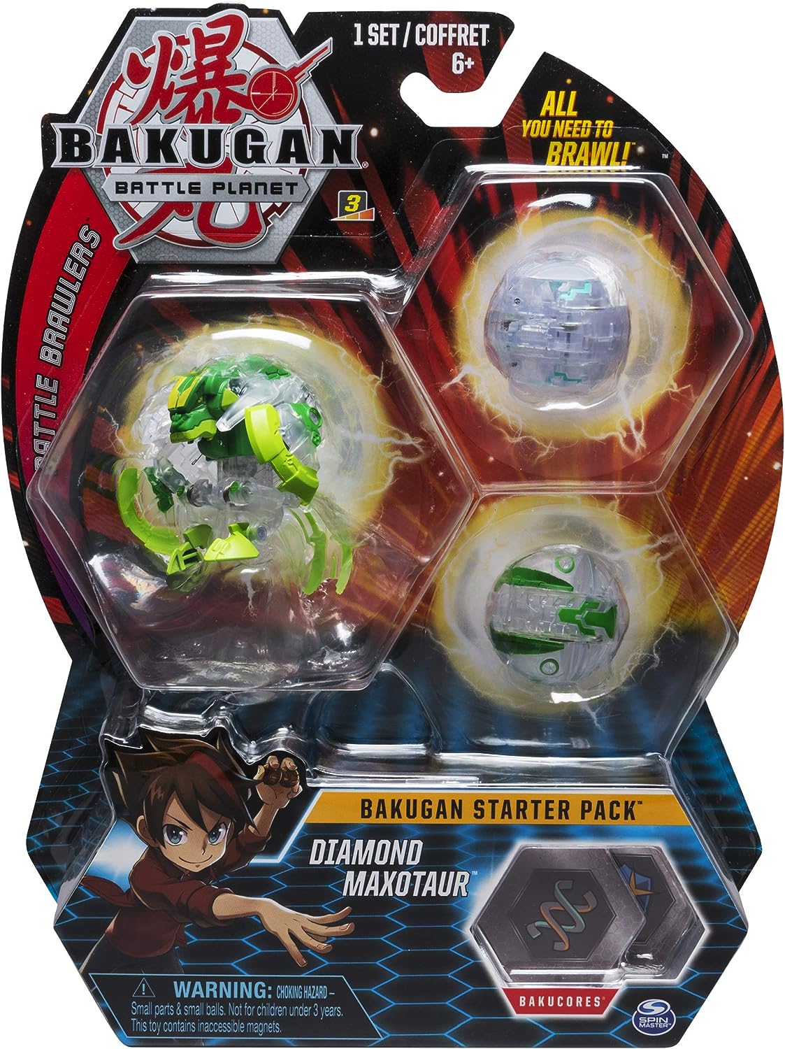 Bakugan Starter Pack 3-Pack, Diamond Maxotaur Master Kids Company Bakugan 