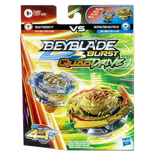 Beyblade Burst Quad Drive Dual Pack Assortment Master Kids Company Action Battling DecayPerseusP7DestructionBelfyreB7
