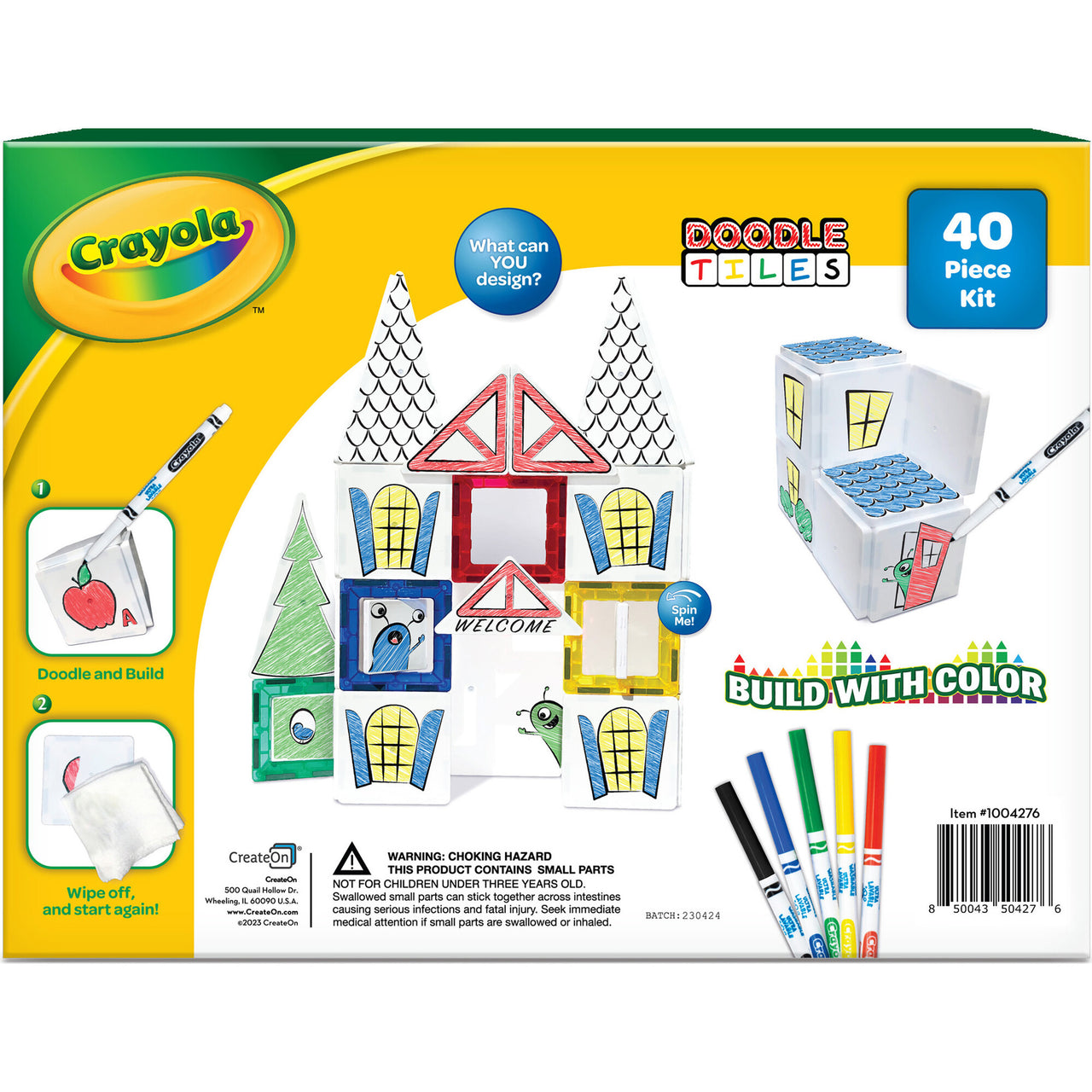 Crayola Doodle Paint-on Magnetic Tiles – 40pc