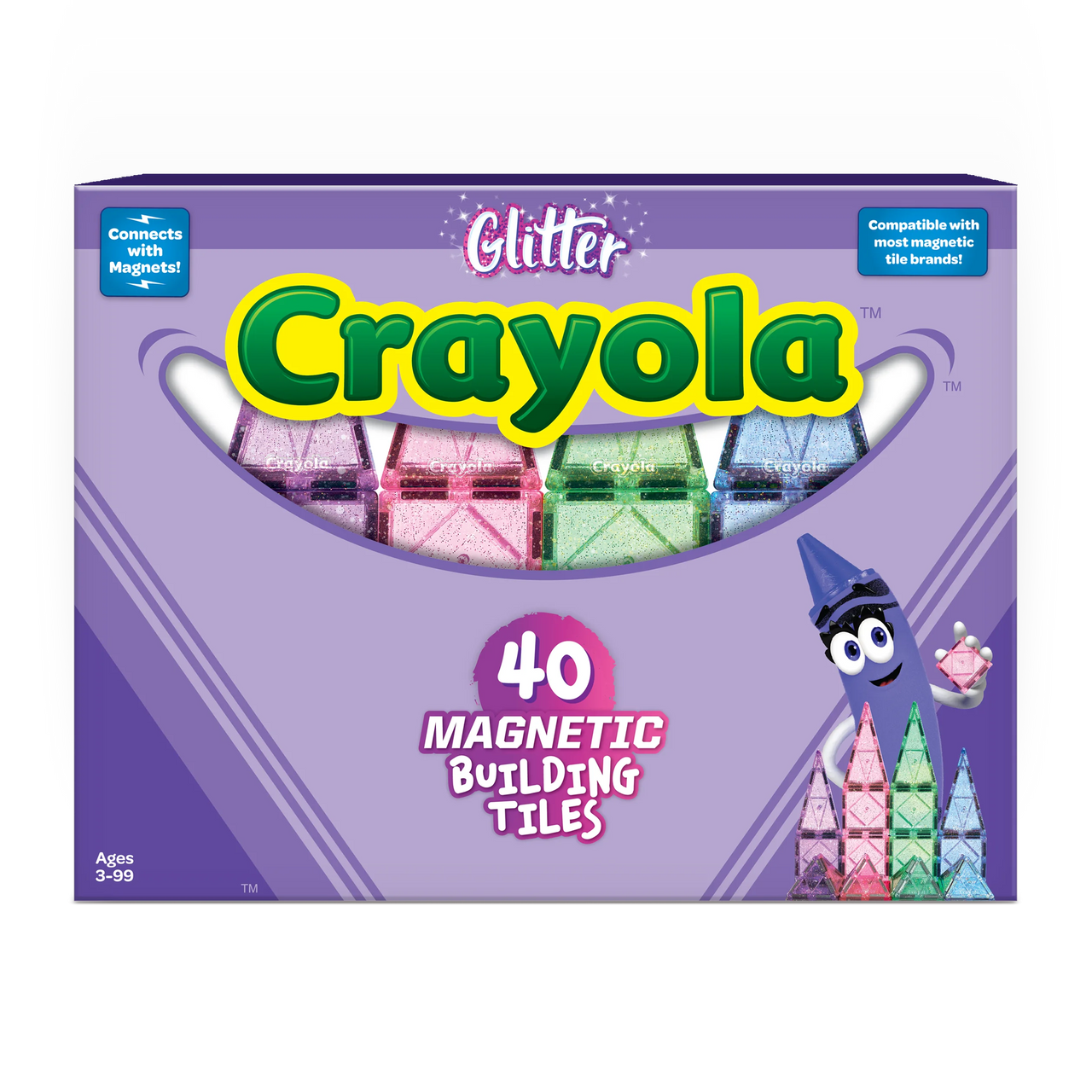 Crayola Glitter Magnetic Tiles – 40pc