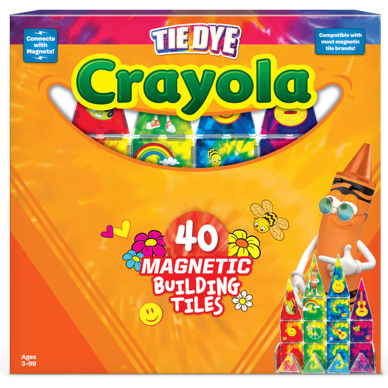 Crayola Tie & Dye Magnetic Tiles – 40pc