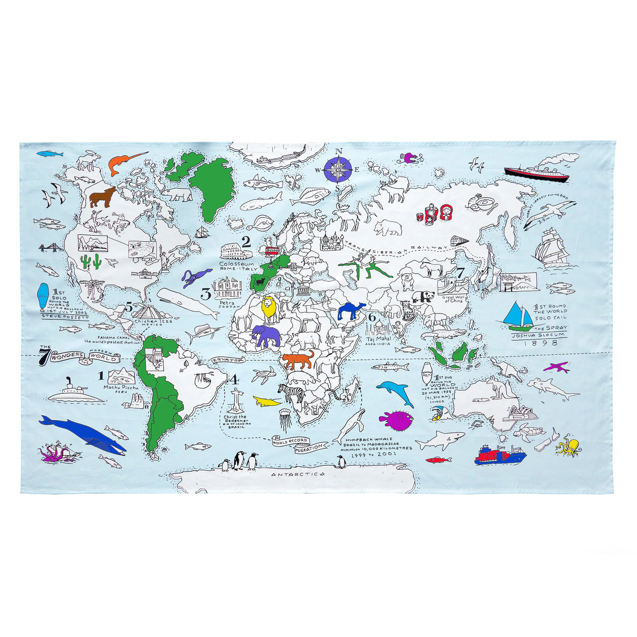 EatSleepDoodle World Map Tablecloth - Colour-In & Learn