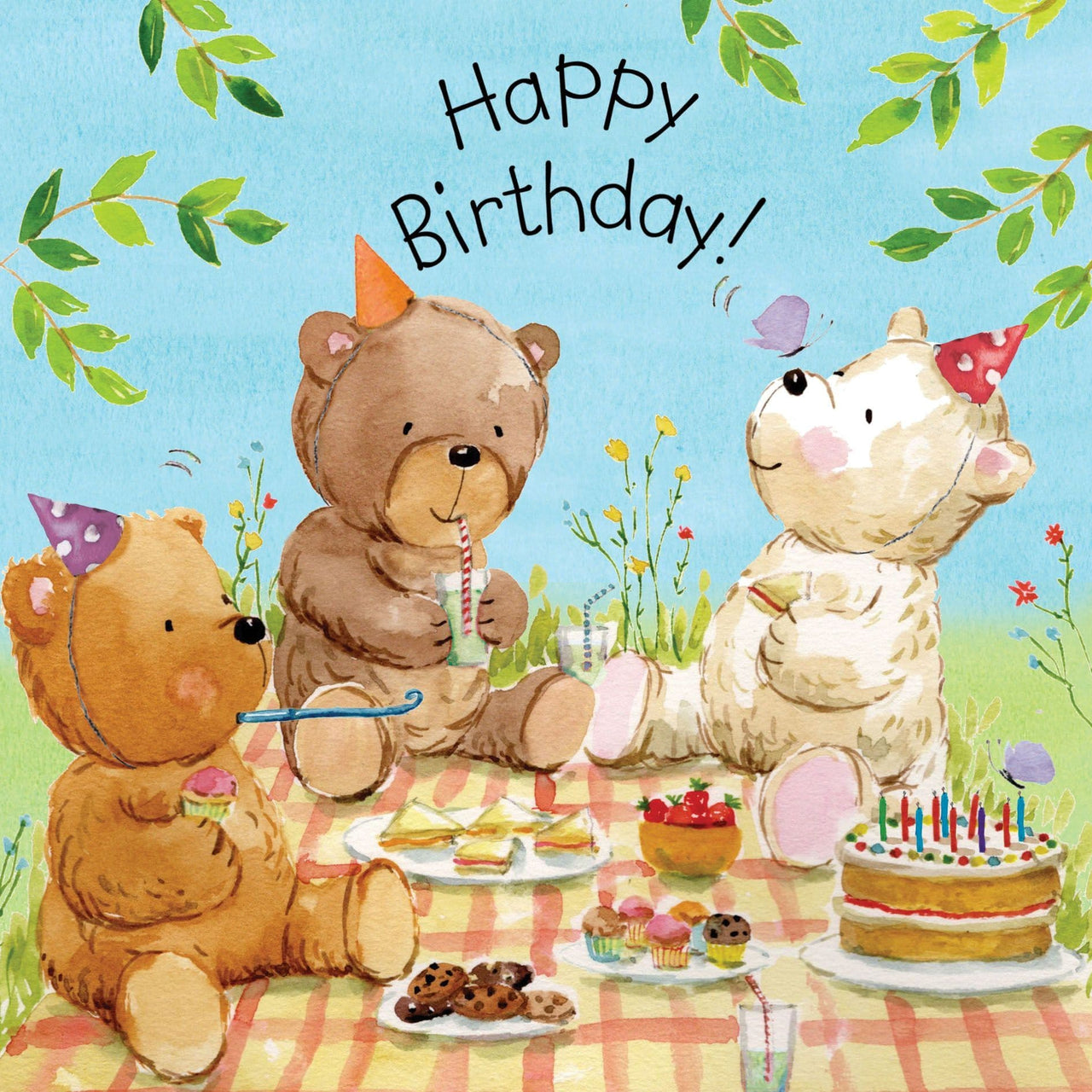 Happy Birthday Teddy Bear's Picnic Bubblicious Birthday Card
