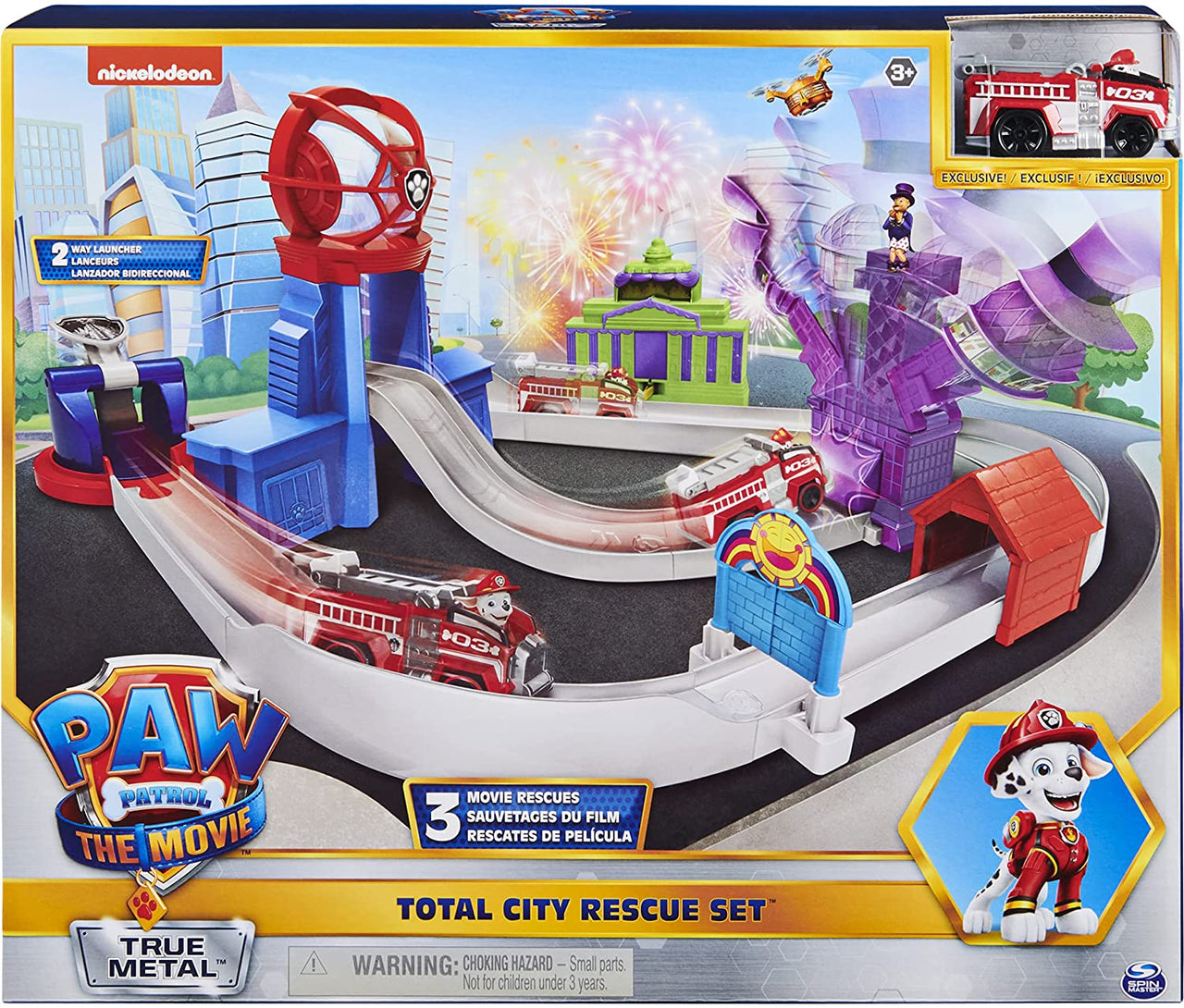Paw Patrol- True Metal Total City Rescue Movie Track Set with Exclusive Marshall Vehicle